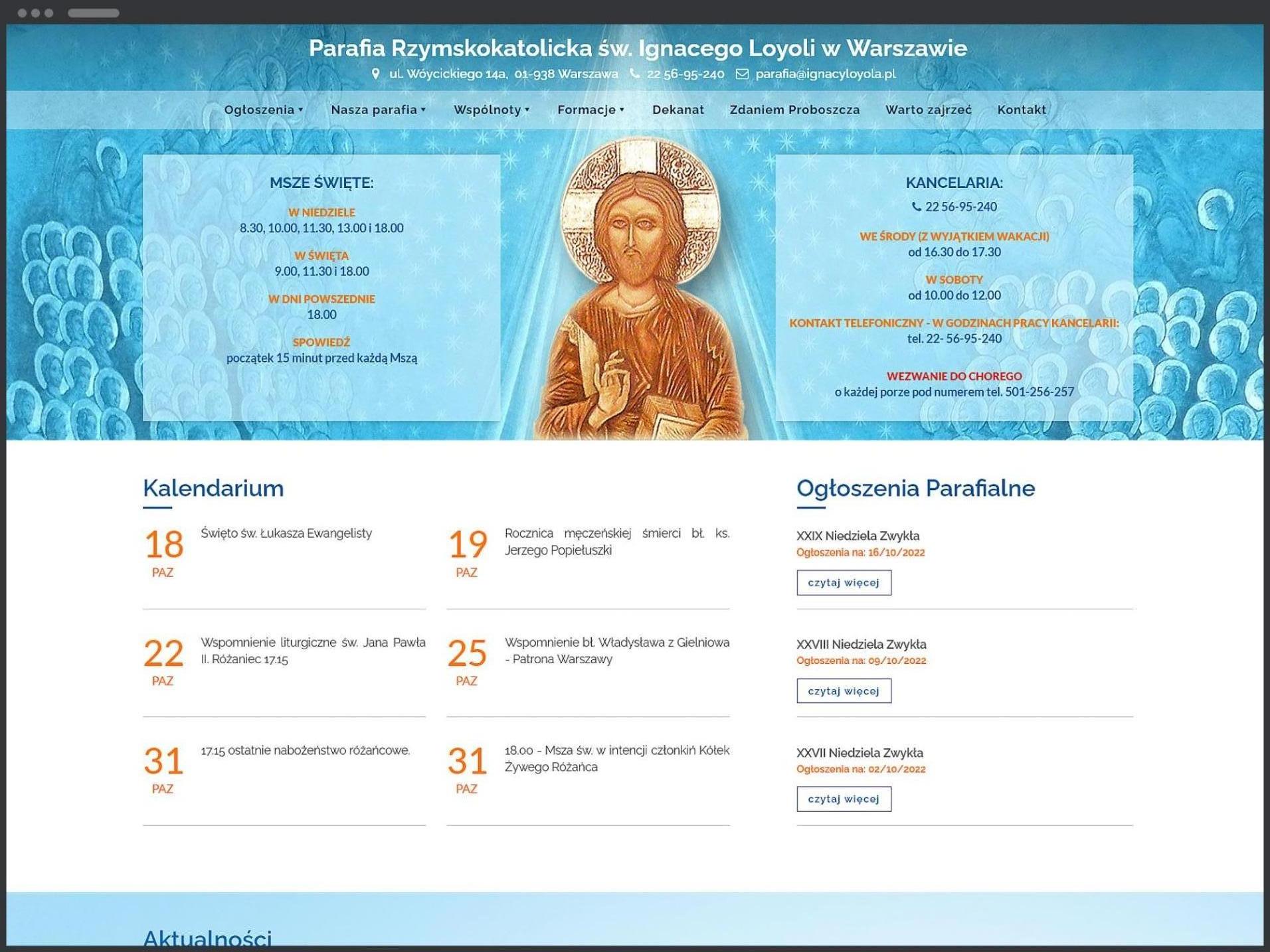 Strona internetowa Parafii św. Ignacego Loyoli w Warszawie