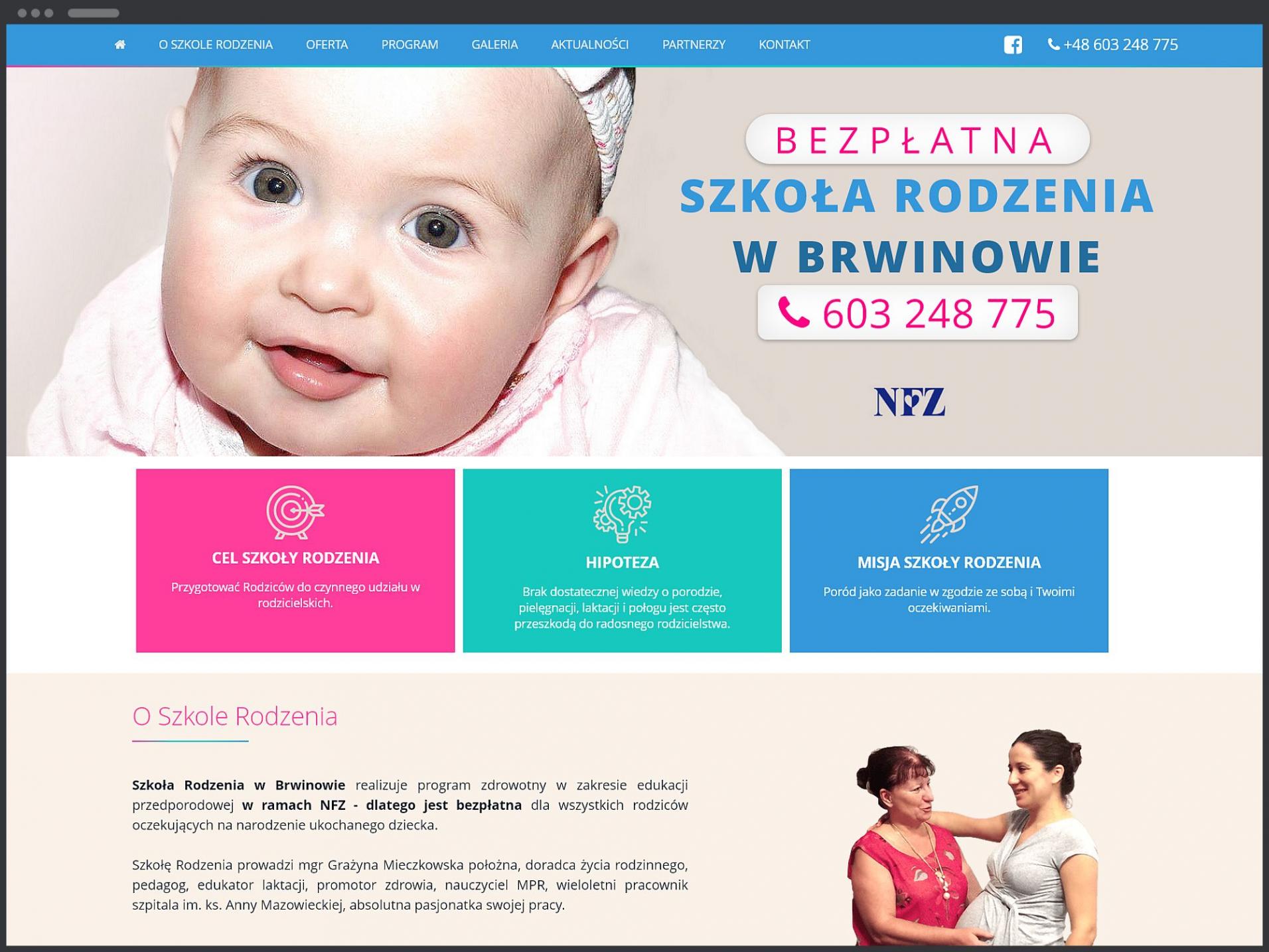 Strona internetowa - bezpłatna Szkoła Rodzenia w Brwinowie